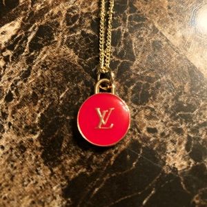 LV Red Charm Necklace- Double sided charm